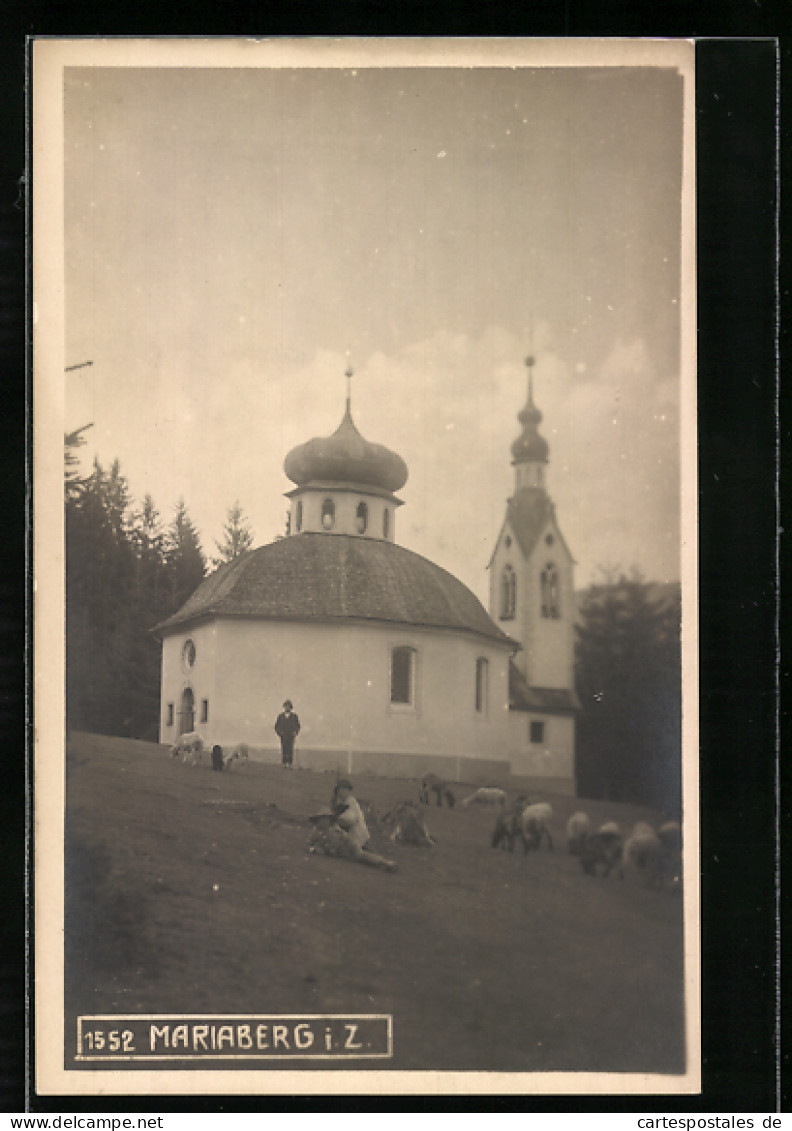 AK Fügen Im Zillertal, Weidende Schafherde Vor Der Kirche Mariaberg  - Autres & Non Classés