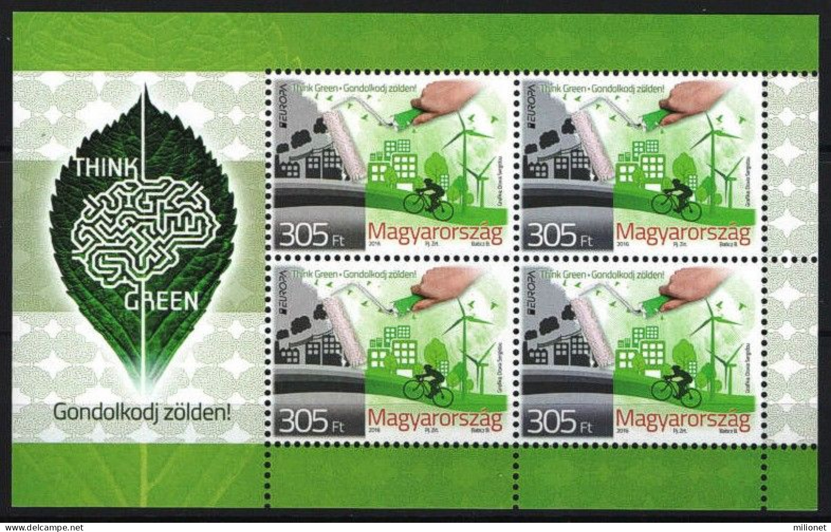 SALE!!! HUNGARY HUNGRÍA HONGRIE UNGARN 2016 EUROPA CEPT Think Green S/S Souvenir Sheet MNH ** - 2016