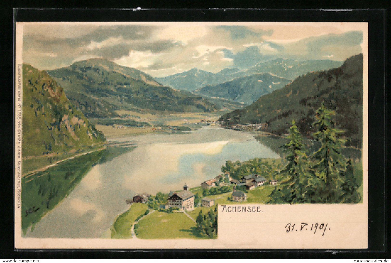 Künstler-AK Edward Harrison Compton: Achensee, Panorama Mit Umgebung  - Sonstige & Ohne Zuordnung