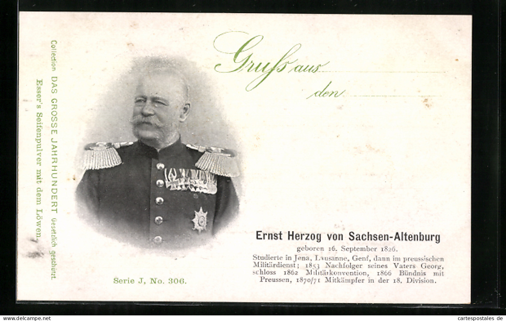 AK Ernst Herzog Von Sachsen-Altenburg In Uniform  - Familles Royales