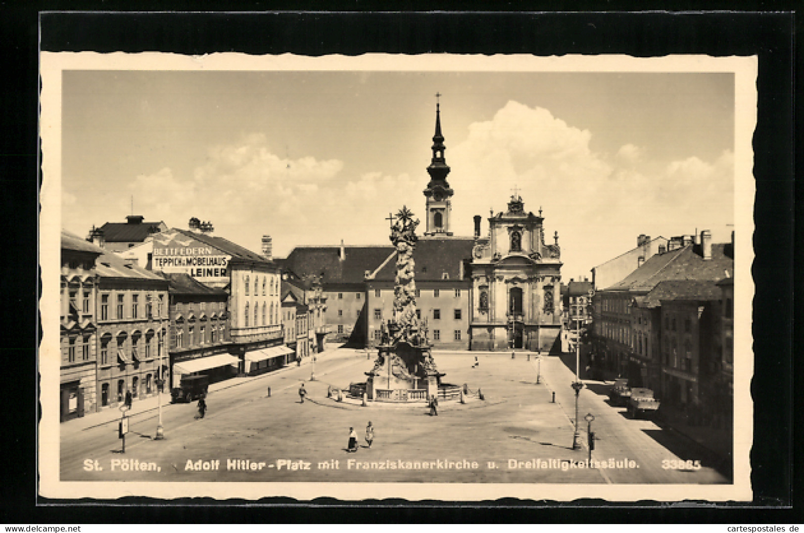 AK St. Pölten, Platz Mit Franziskanerkirche Und Dreifaltigkeitssäule  - Andere & Zonder Classificatie