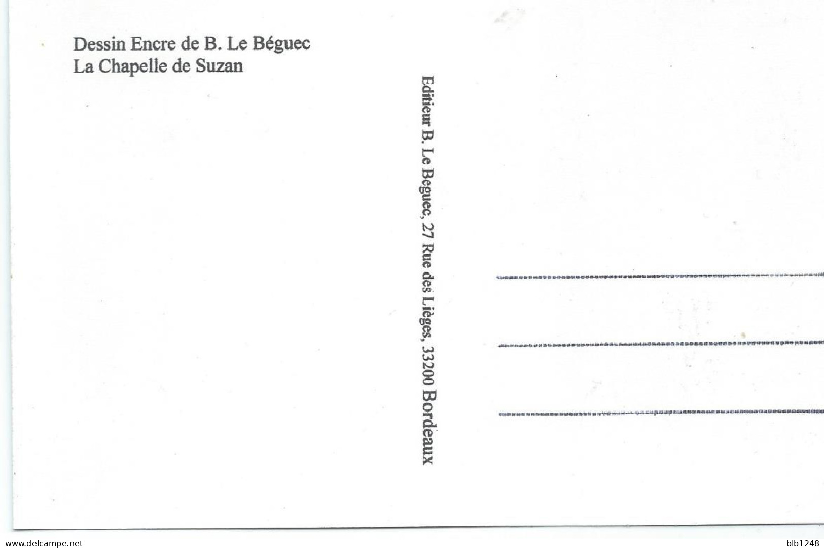 C P [40] Landes > Ousse Suzan La Chapelle 00  Dessin Encre Original De Bernard Le Beguec - Otros & Sin Clasificación