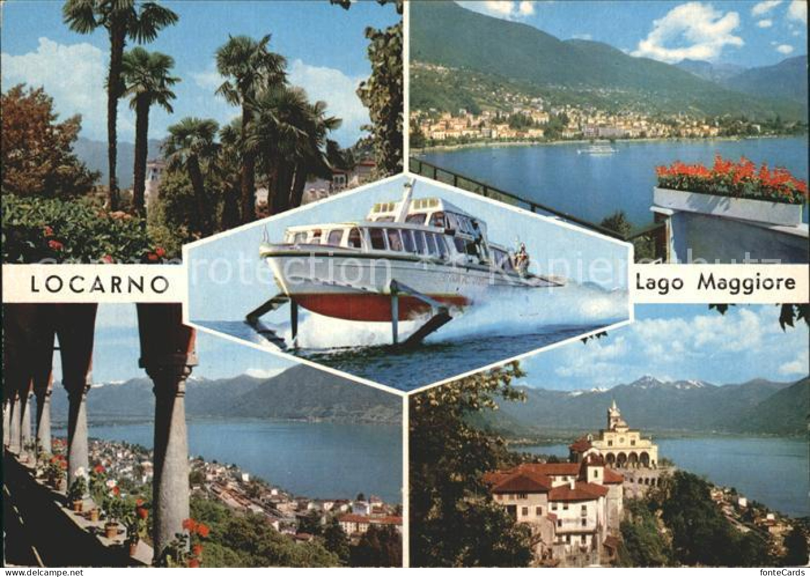 12345314 Locarno TI Panorama Lago Maggiore Palmen Boot  - Sonstige & Ohne Zuordnung