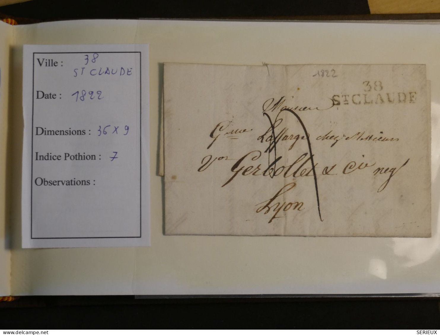 DN16   FRANCE   LETTRE RR 1835  ST CLAUDE  A  LYON   +  +AFF. INTERESSANT +++ - 1801-1848: Precursors XIX