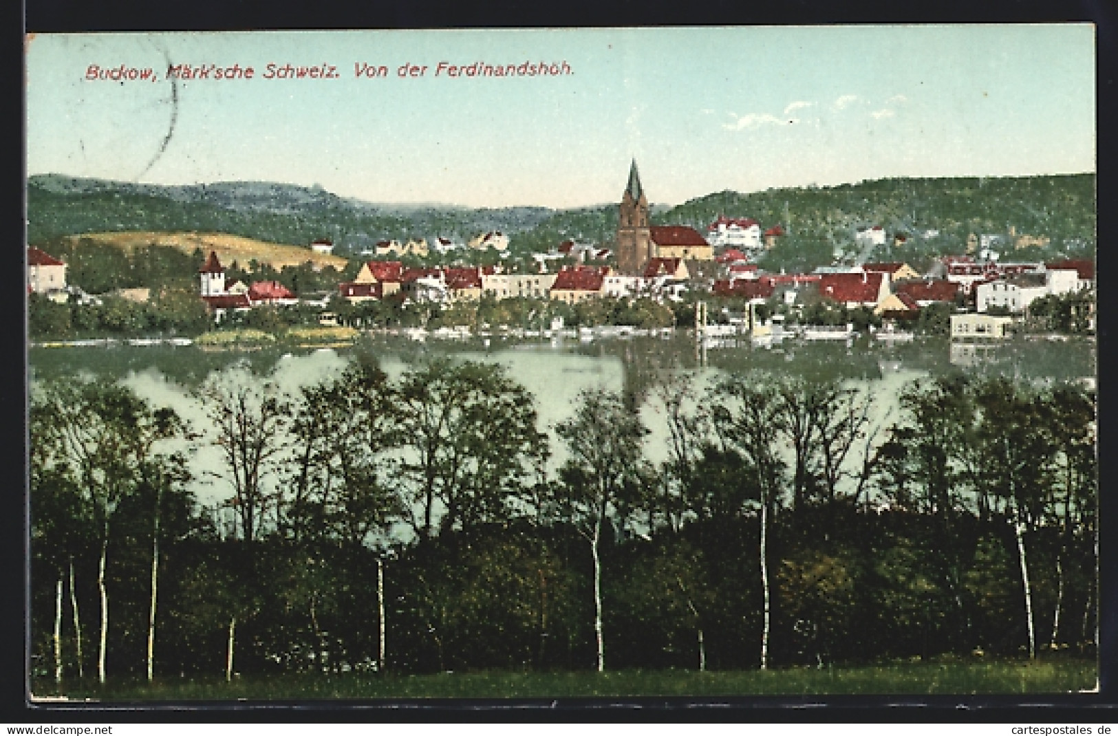 AK Buckow /Märkische Schweiz, Teilansicht Mit Kirche Von Der Ferdinandshöh  - Buckow