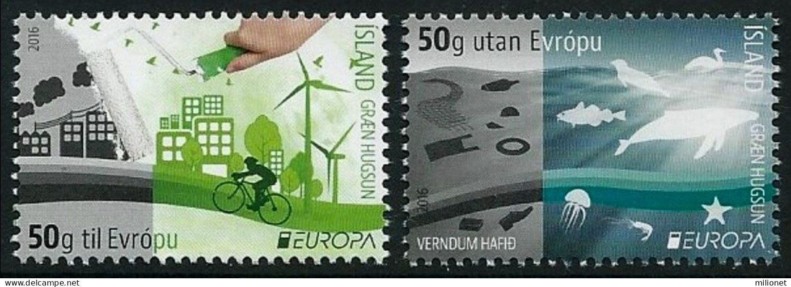 SALE!!! Iceland Islandia Islande Island 2016 EUROPA Think Green 2 Stamps From Sheetlets MNH ** - 2016