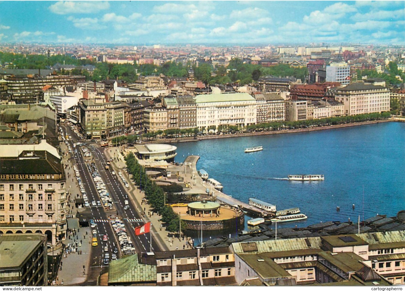 Navigation Sailing Vessels & Boats Themed Postcard Hamburg Alster Lake 1967 - Voiliers