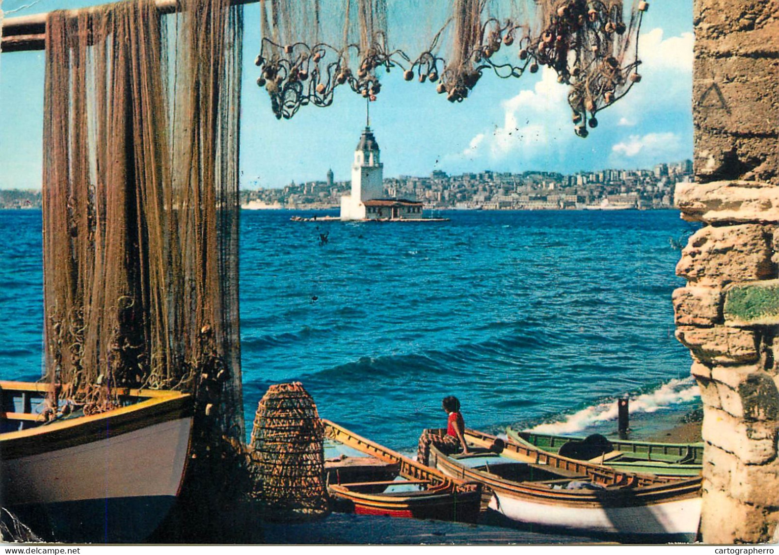 Navigation Sailing Vessels & Boats Themed Postcard Istanbul Leander Tower - Segelboote