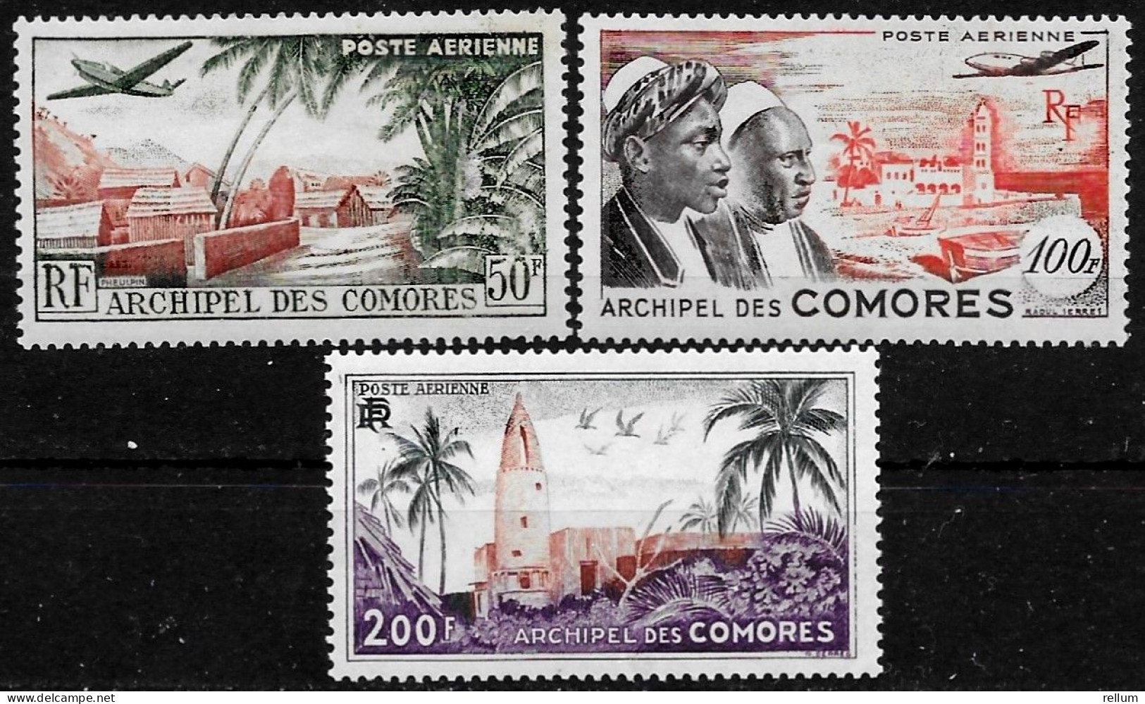 Comores 1950 - Yvert N° PA 1/3 - Michel N° 32/34 ** - Luchtpost
