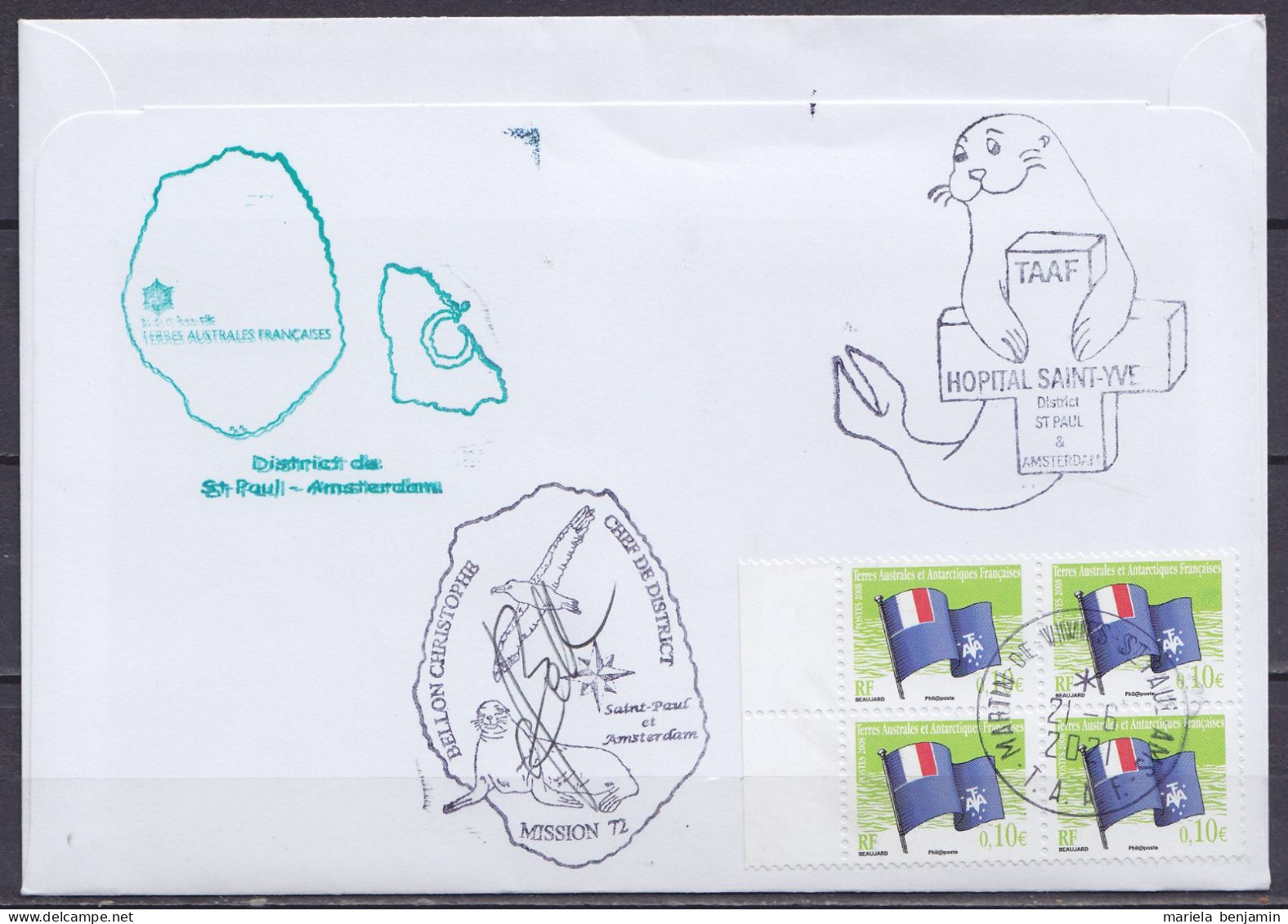 TAAF – St-Paul & Amsterdam - Cachets MIDWINTER 2021 & 72e Mission - Oblit. Martin-de-Viviès 21-6-2021 (au Dos: Cachets G - Briefe U. Dokumente