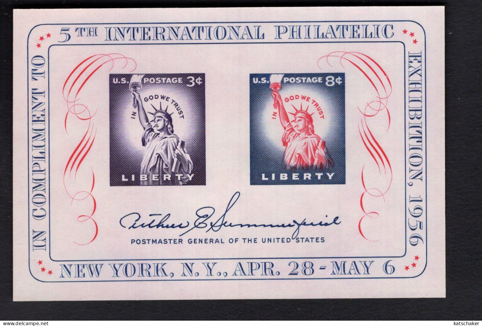 2018738474 1956 SCOTT 1075 (XX) POSTFRIS MINT NEVER HINGED  - 5TH INTERNATIONAL PHILATELIC EXHIBITION NEW YORK - Unused Stamps