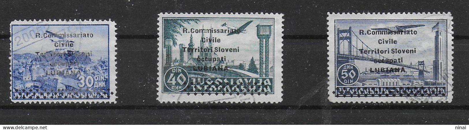 LUBIANA 1941 USED-USATO POSTA AEREA SASSONE NUMERI 8/10 FINALI SERIE VALORE €.1120,00++ C2004 - Ljubljana