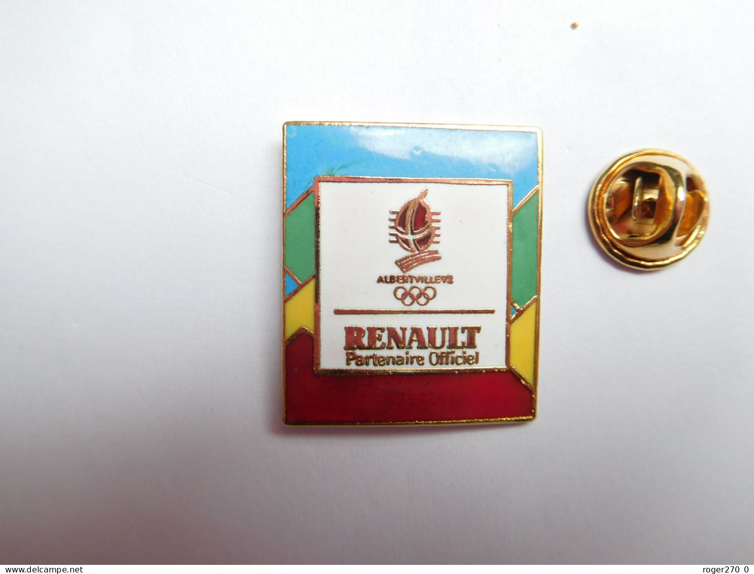 Beau Pin's En EGF , Auto Renault , JO Jeux Olympiques Albertville 92 , Signé COJO 1991 - Renault