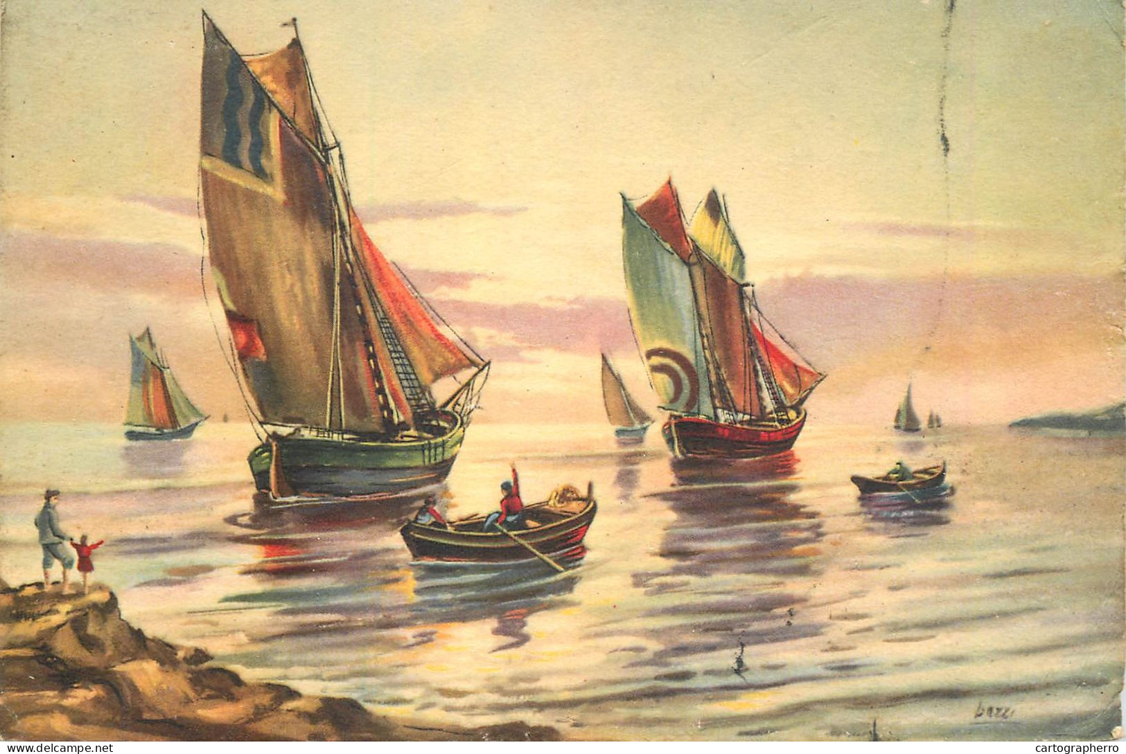 Navigation Sailing Vessels & Boats Themed Postcard Painting - Segelboote