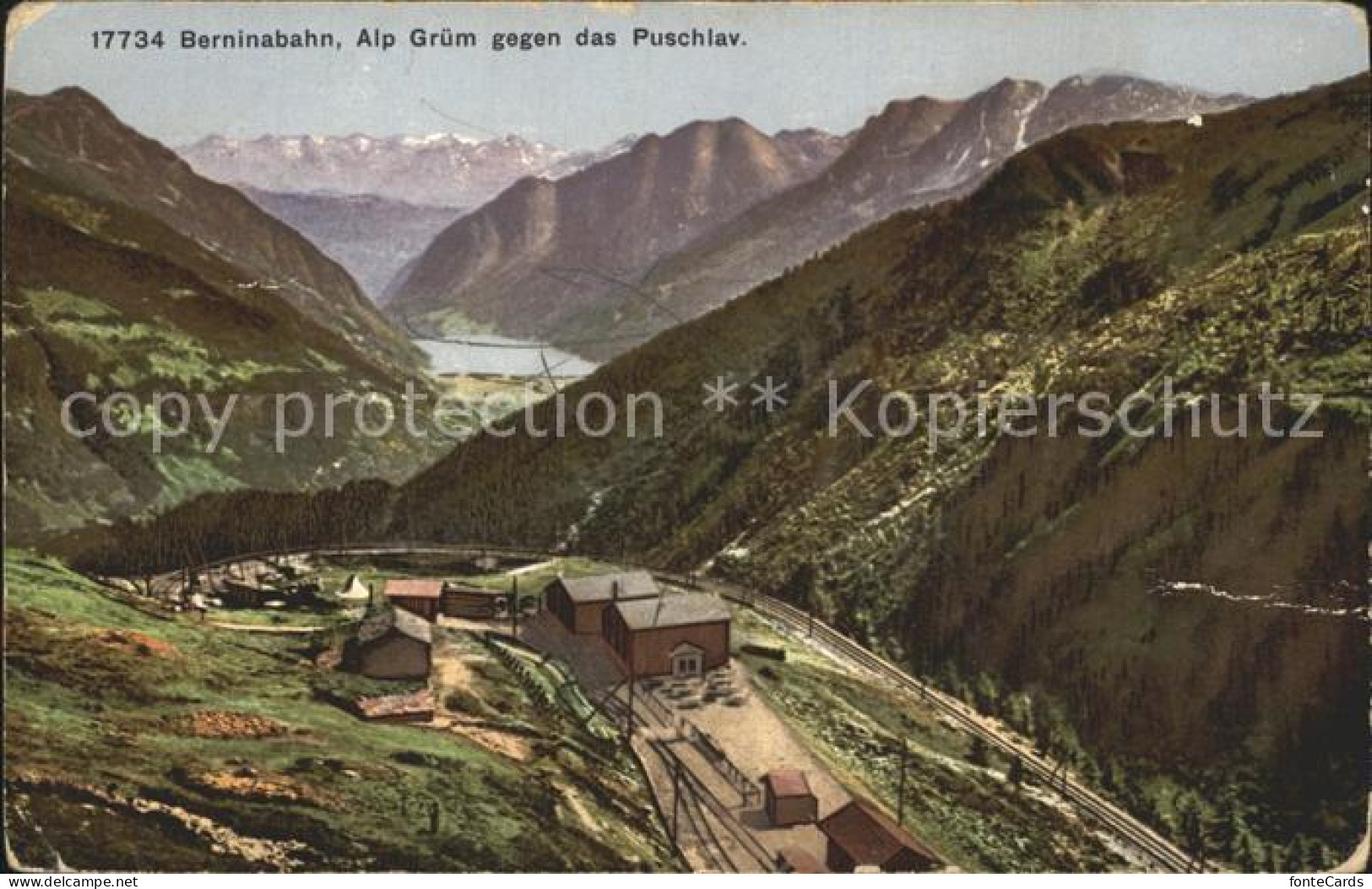 12340124 Alp Gruem Panorama Mit Berninabahn Gegen Das Puschlav Alp Gruem - Sonstige & Ohne Zuordnung