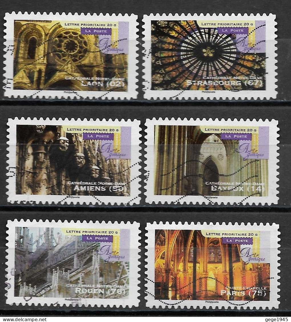 France 2011 Oblitéré Autoadhésif  N° 554 - 558 - 559 - 560 - 561 - 562   -    Art Gothique  ( Détails Architecturaux ) - Used Stamps
