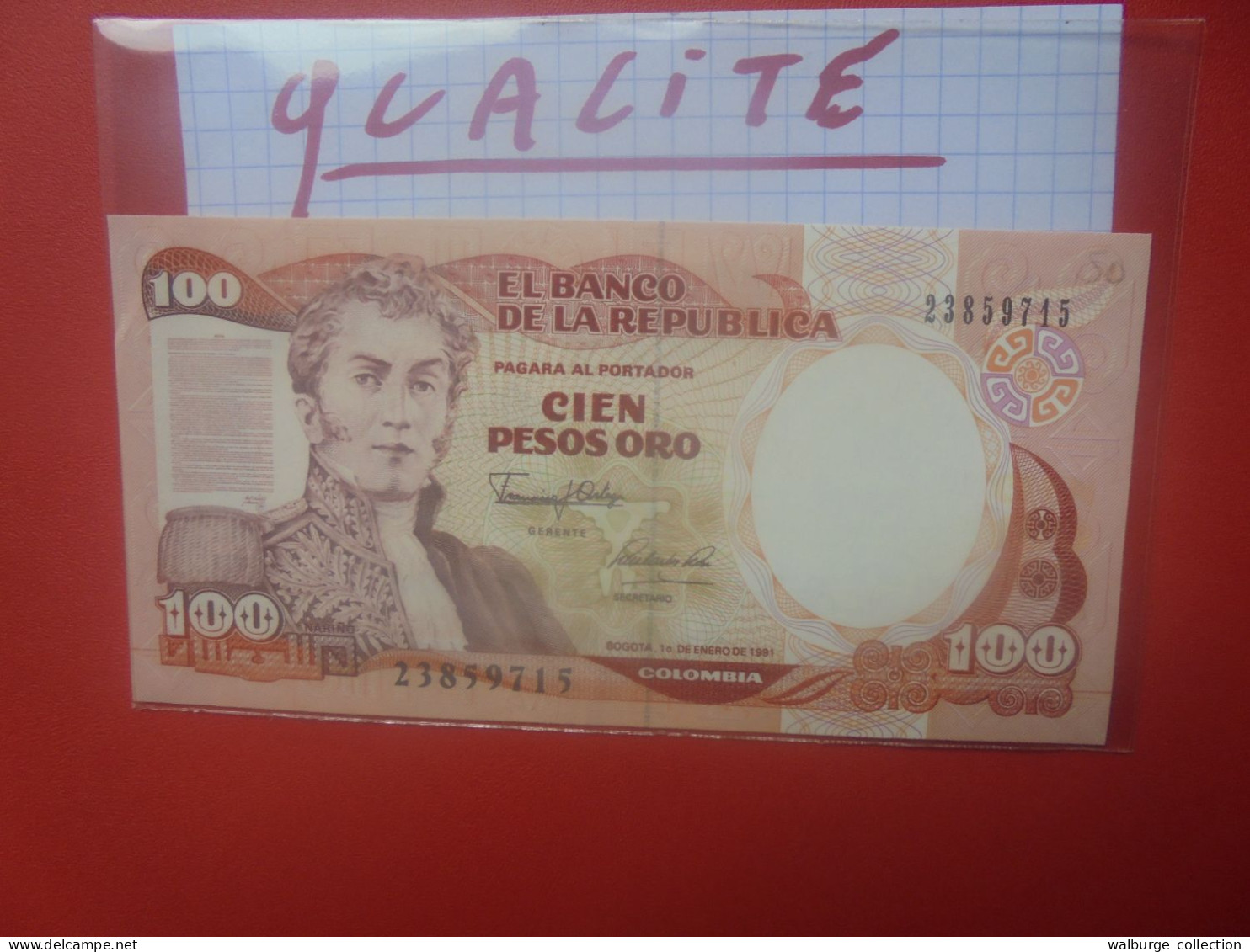 COLOMBIE 100 PESOS ORO 1991 Circuler Belle Qualité (B.33) - Kolumbien