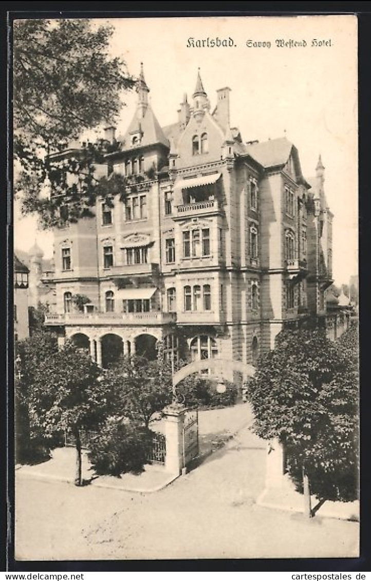 AK Karlsbad, Savoy Westend Hotel Mit Einfahrt Aus Der Vogelschau  - Tschechische Republik