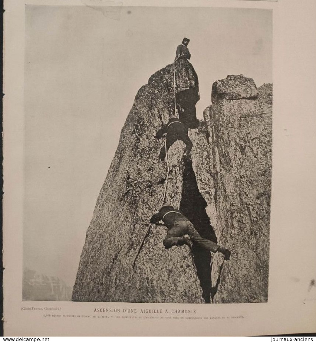 1899 CHAMONIX - ALPINISME - ASCENSION D'UNE AIGUILLE À CHAMONIX - LA VIE AU GRAND AIR - Revues Anciennes - Avant 1900