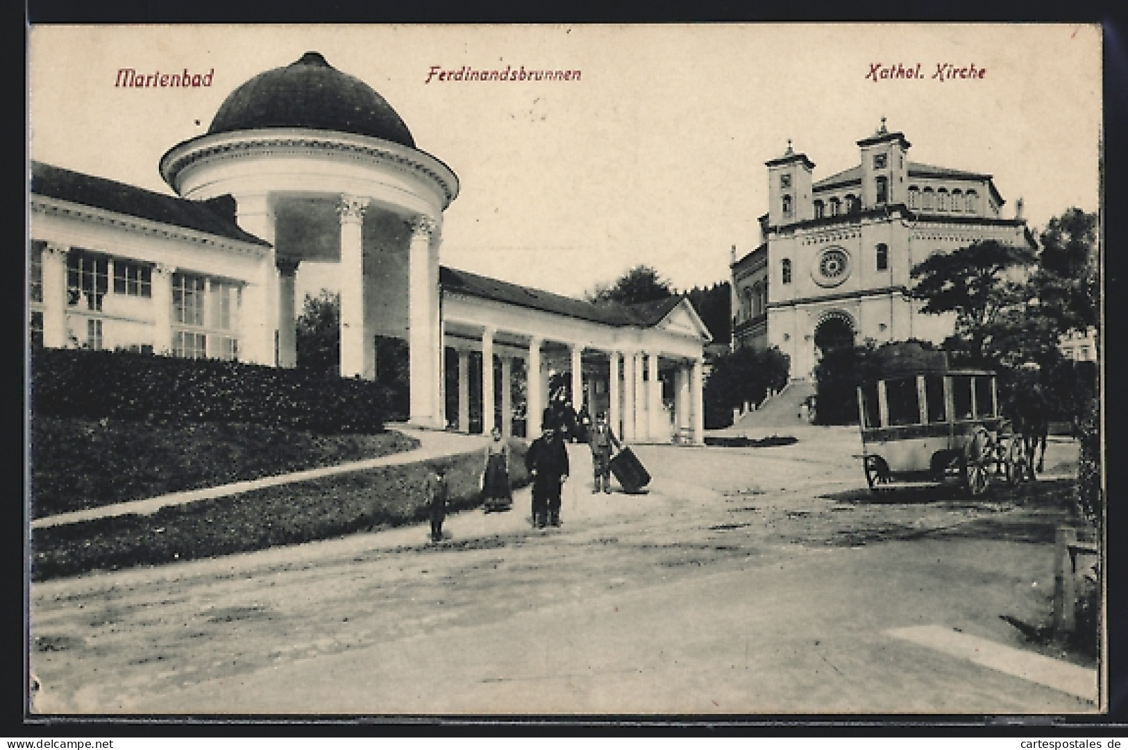 AK Marienbad, Ferdinandsbrunnen Und Kath. Kirche  - Tschechische Republik