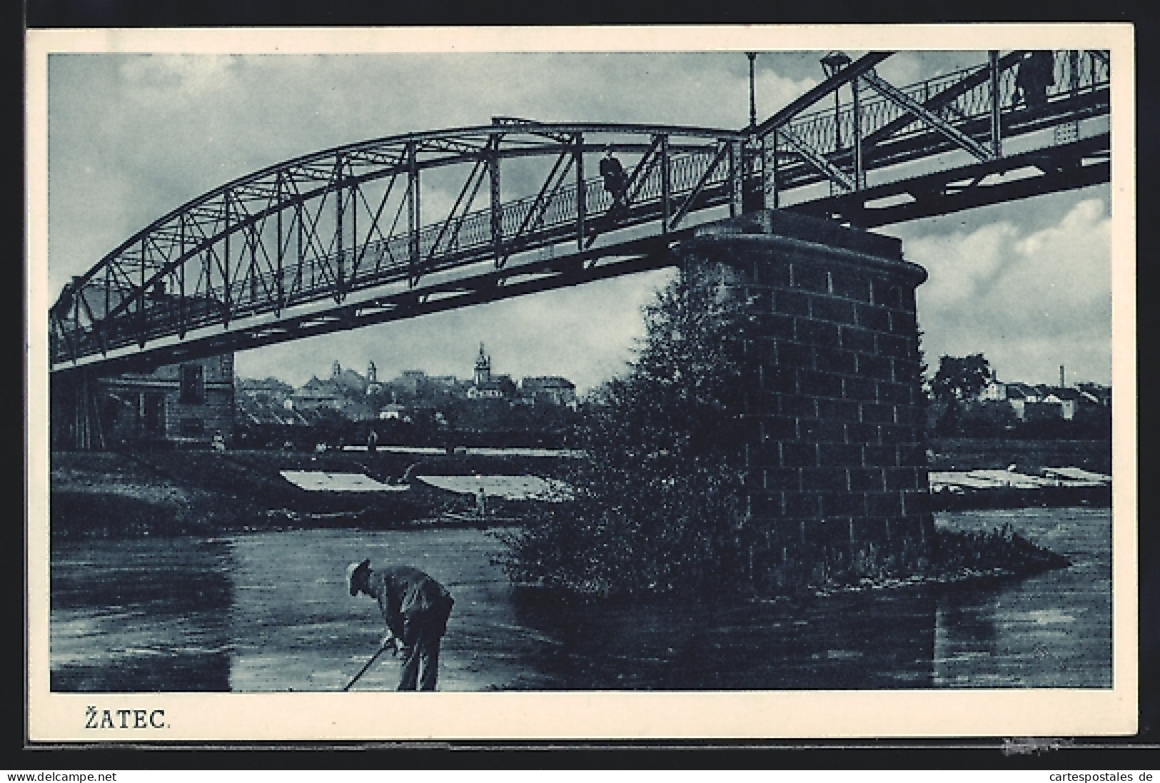 AK Zatec, Flussbrücke  - Tschechische Republik