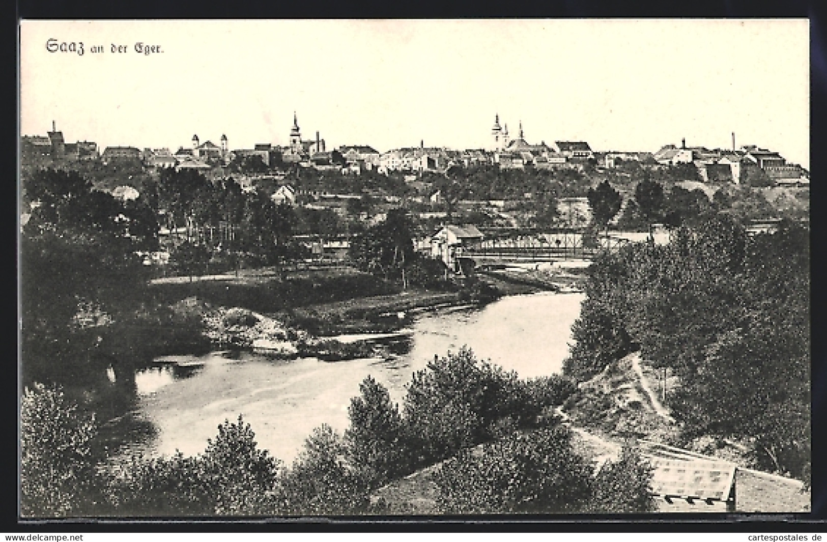 AK Saaz An Der Eger, Teilansicht Mit Brücke  - Tschechische Republik