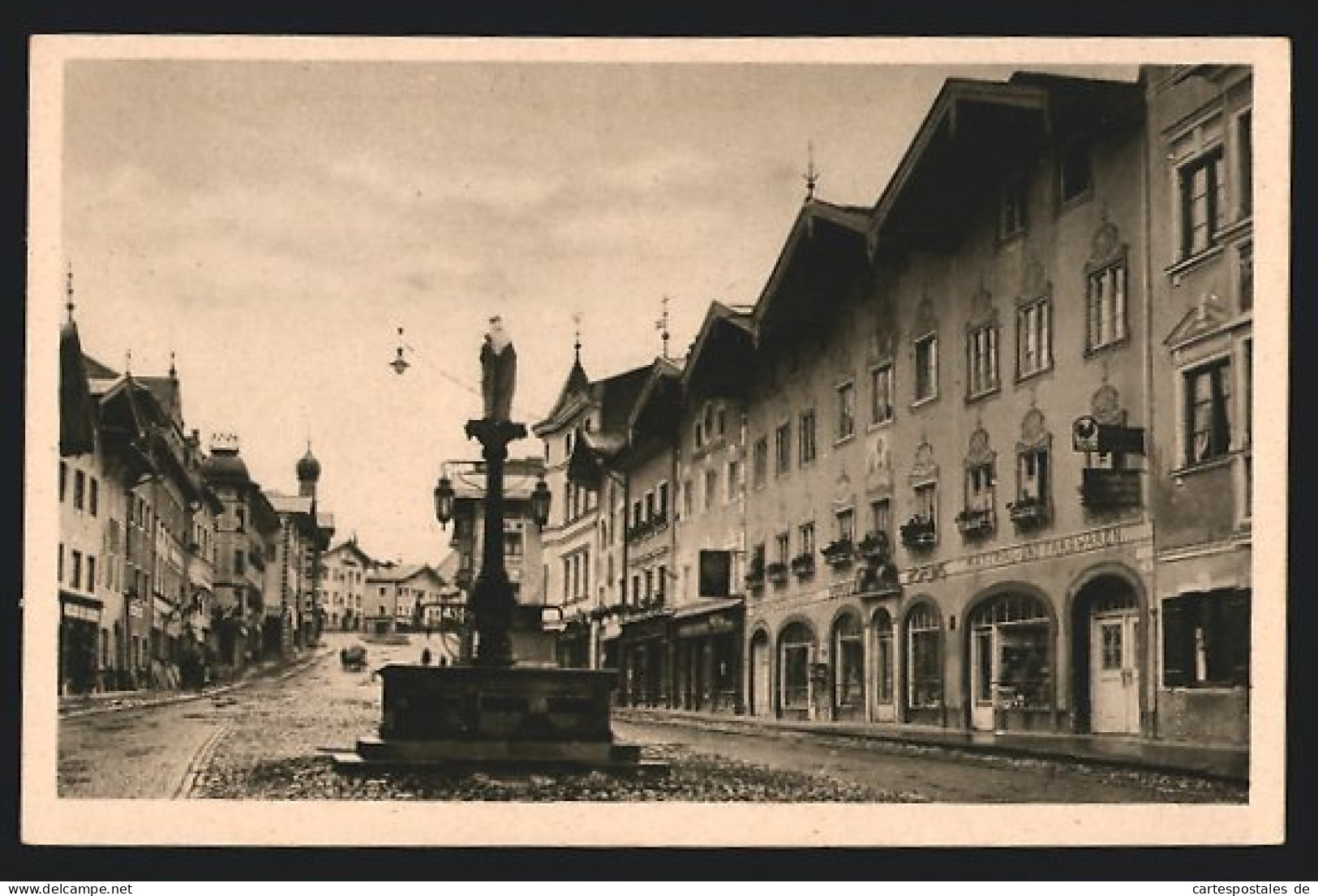 AK Bad Tölz /Obbay., Marktstrasse Mit Geschäften Und Brunnen  - Bad Tölz