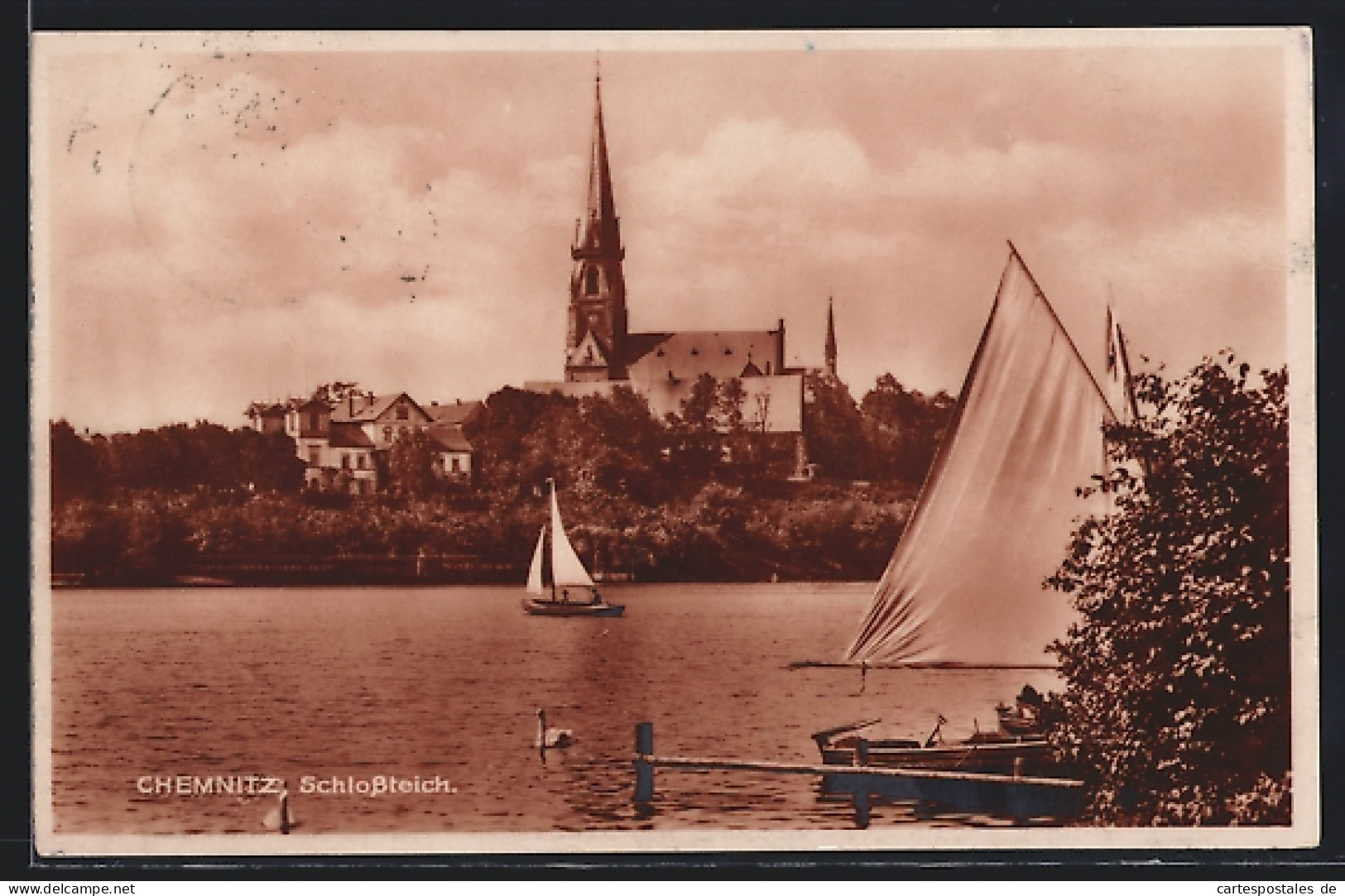 AK Chemnitz, Schlossteich Mit Kirche  - Chemnitz