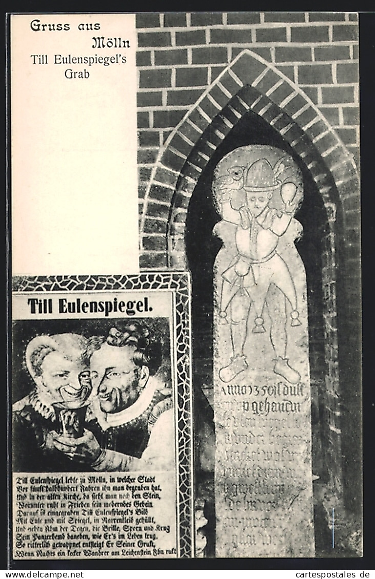 AK Mölln / Lauenburg, Till Eulenspiegels Grab  - Fairy Tales, Popular Stories & Legends