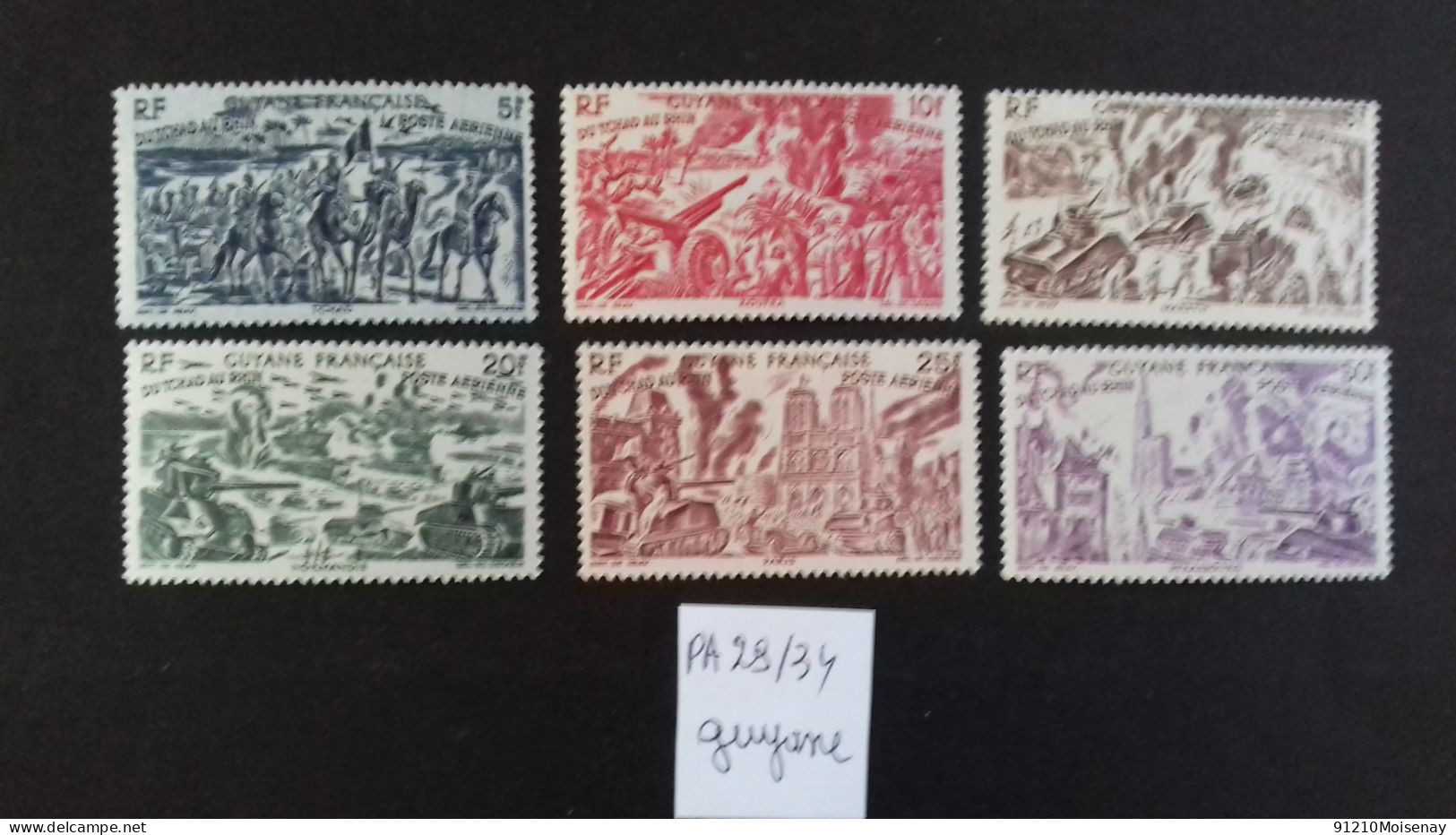 GUYANE PA 29/34 ** GRANDES SERIES COLONIALE   TCHAD  Au RHIN - 1946 Tchad Au Rhin