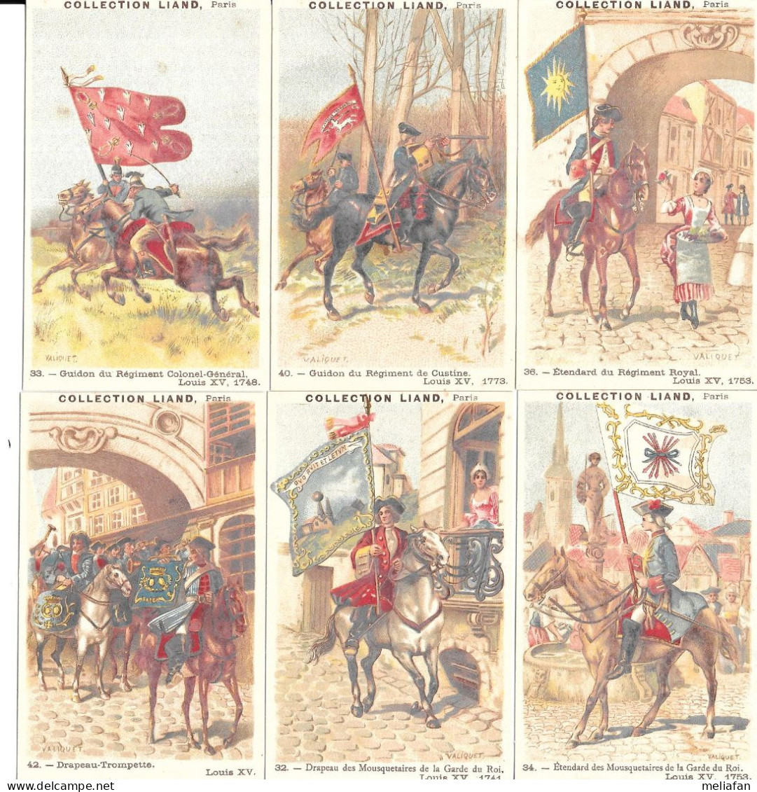 DV87 - CHROMO LIAND - CHRONOLOGIE DU DRAPEAU FRANCAIS - LOUIS XV - RGT CUSTINE - GARDE DU ROI - DRAPEAU TROMPETTE - Autres & Non Classés