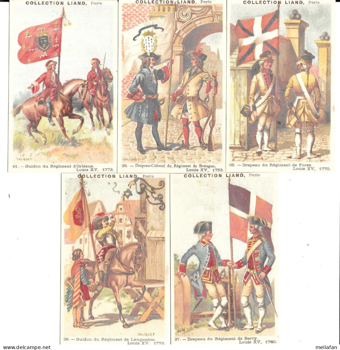 DV86 - CHROMO LIAND - CHRONOLOGIE DU DRAPEAU FRANCAIS - LOUIS XV - RGT ORLEANS - FOREZ - BRETAGNE - BERRY - LANGUEDOC - Other & Unclassified