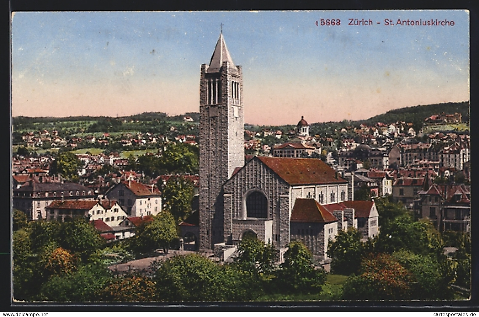 AK Zürich, St. Antoniuskirche Und Stadt Aus Der Vogelschau  - Other & Unclassified