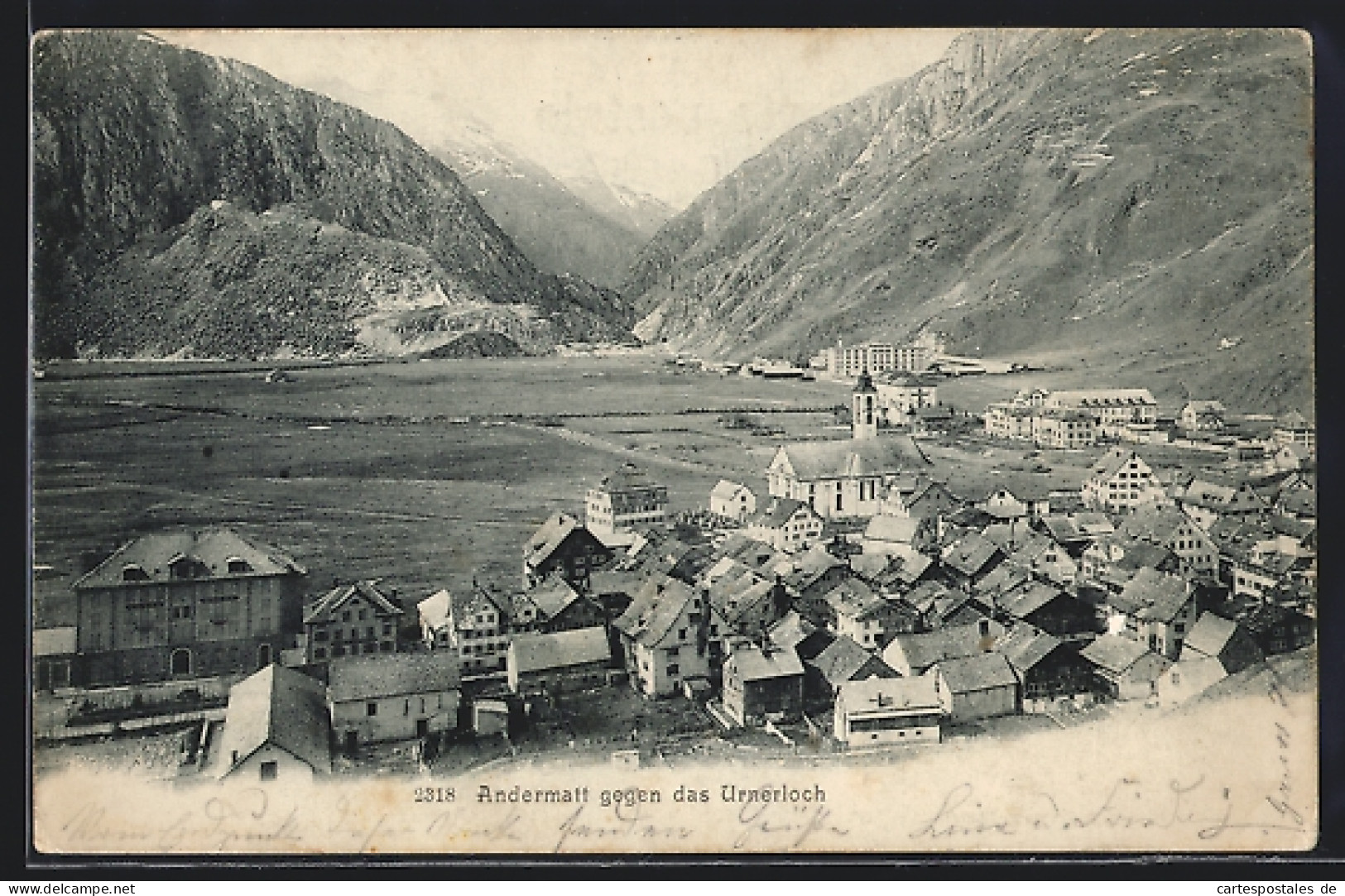 AK Andermatt, Blick Auf Den Ort Gegen Das Urnerloch  - Andermatt