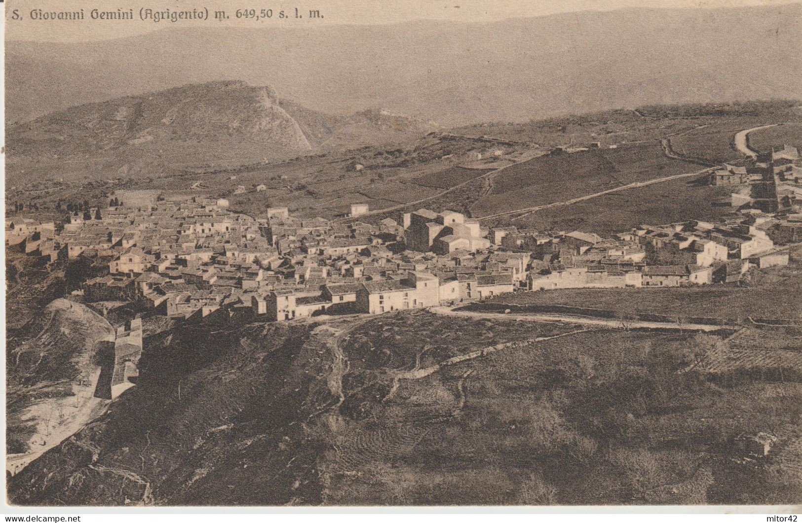 21-S.Giovanni Gemini-Agrigento-Sicilia-Panorama-v.1930 X Ravanusa-Commemorativo 20c.Ferrucci - Agrigento