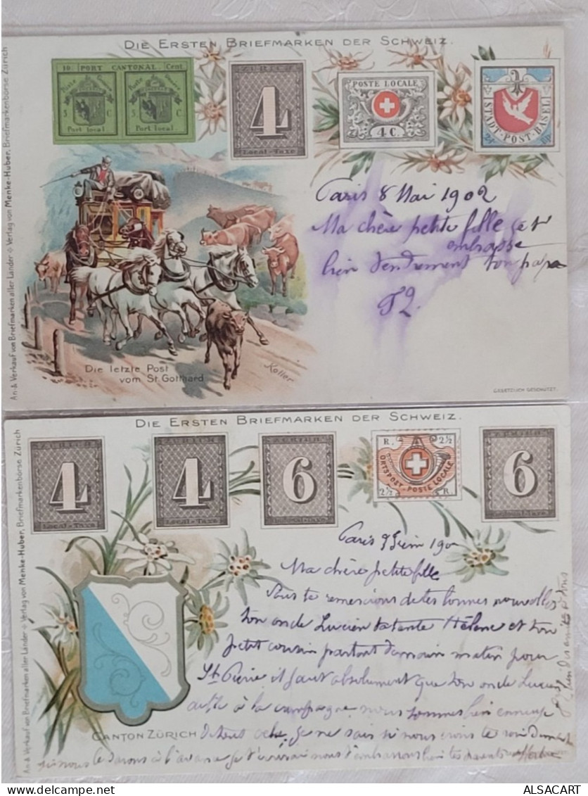 2 Cartes Suisse Avec Représentation  De Timbres Anciens , Colombe De Basel - Other & Unclassified