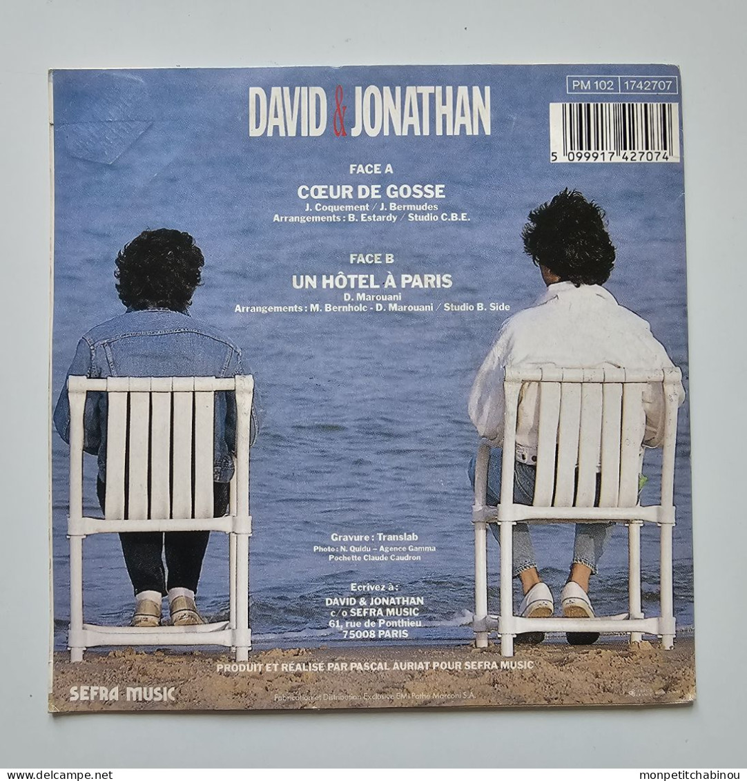 45T DAVID & JONATHAN : Coeur De Gosse - Autres - Musique Française