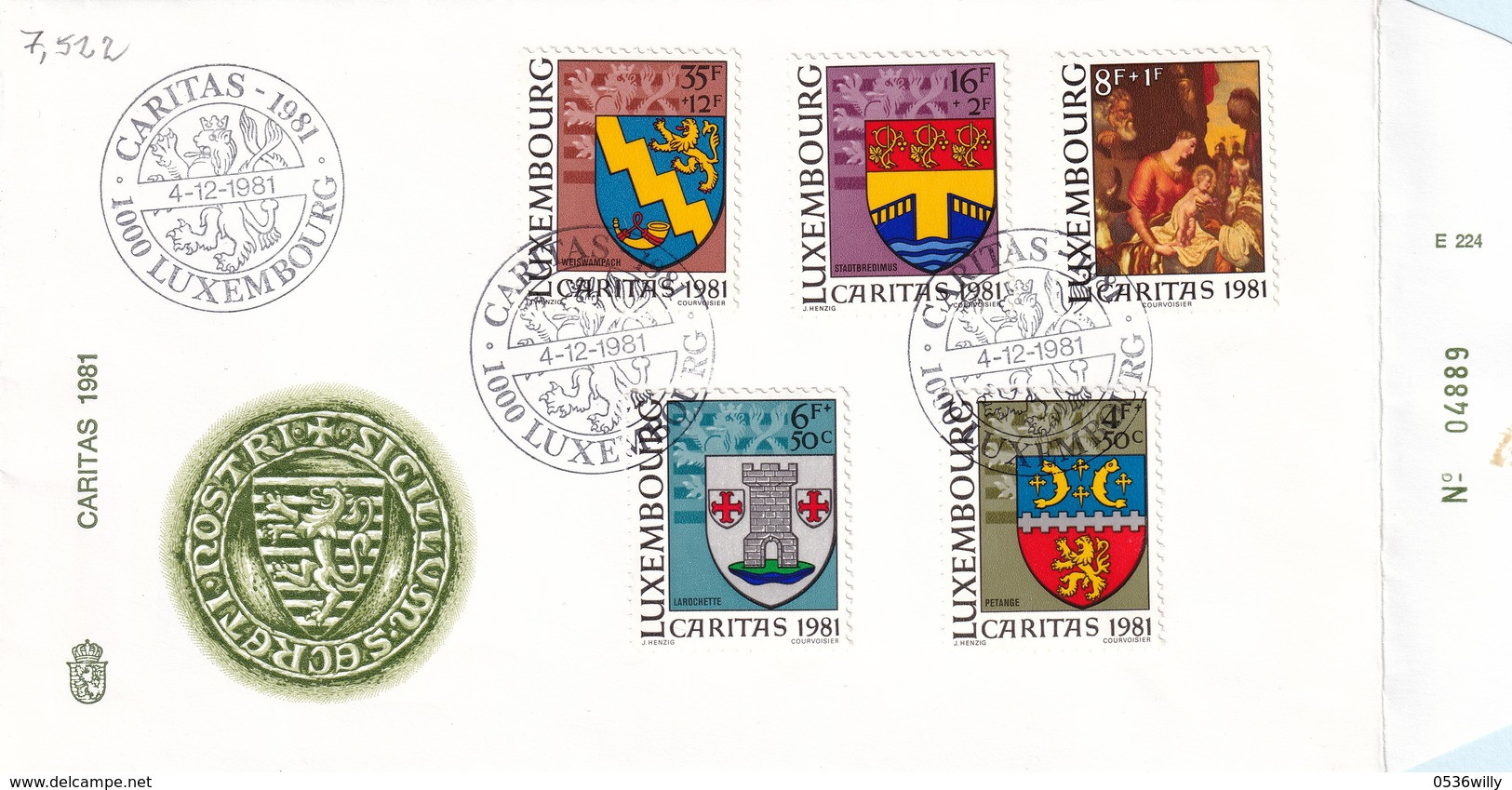 Luxembourg 1981 - FDC CARITAS M1041/45 (7.522) - FDC
