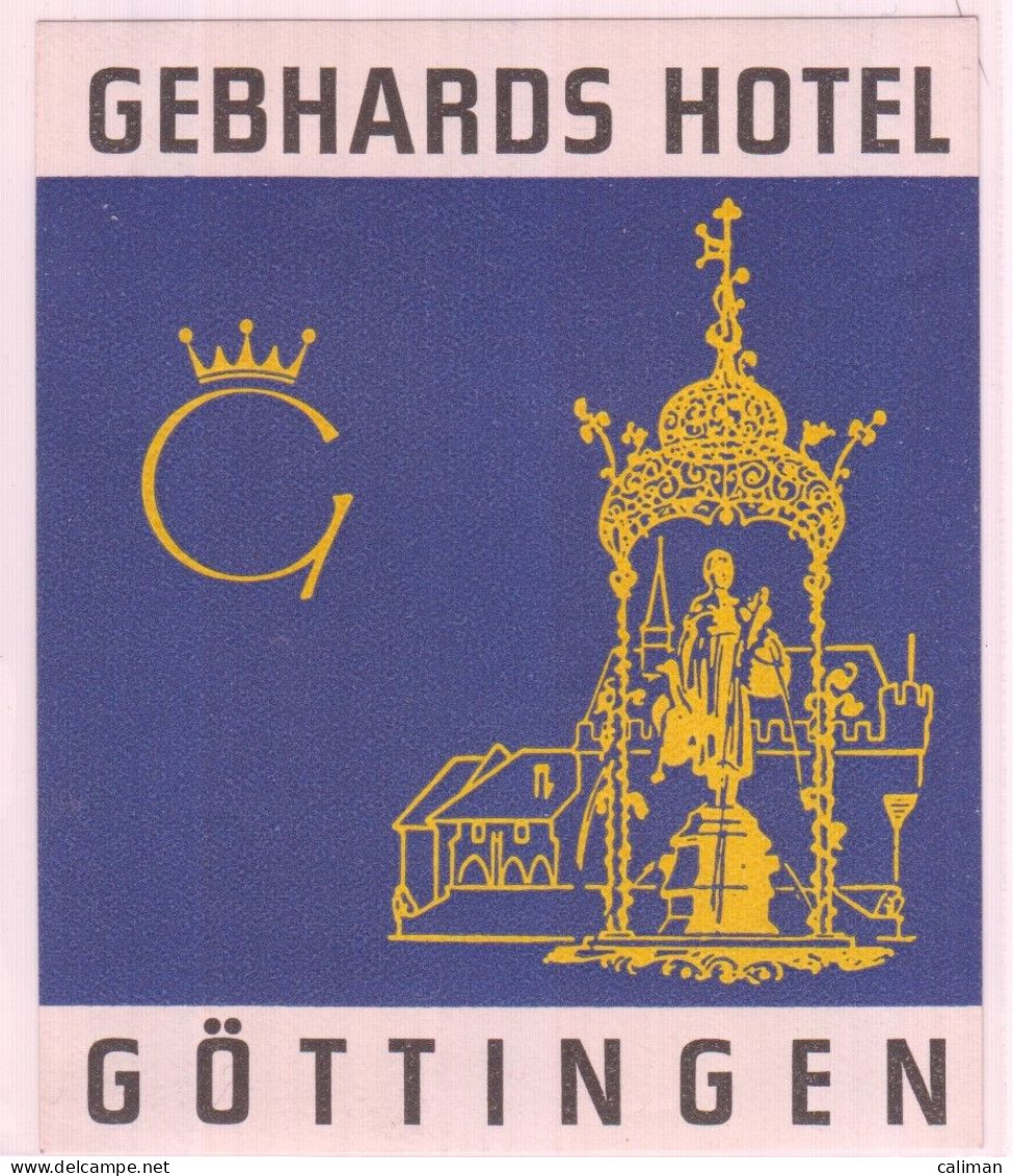 ETICHETTA LABEL ORIGINALE ALBERGO GEBHARDS HOTEL GOTTINGEN - Sonstige & Ohne Zuordnung