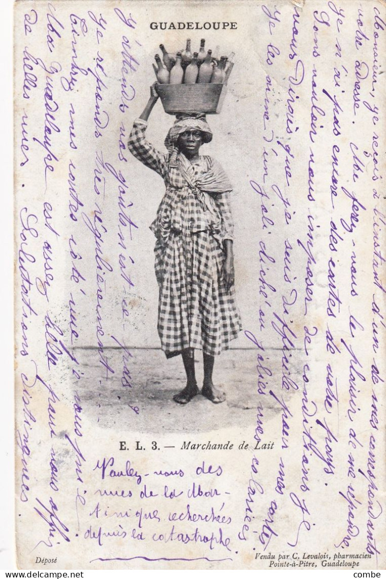 CARTE GUADELOUPE. MARCHANDE DE LAIT. BOITE MOBILE DE POINTE A PITRE. POUR PRAG. BOHEME - Cartas & Documentos