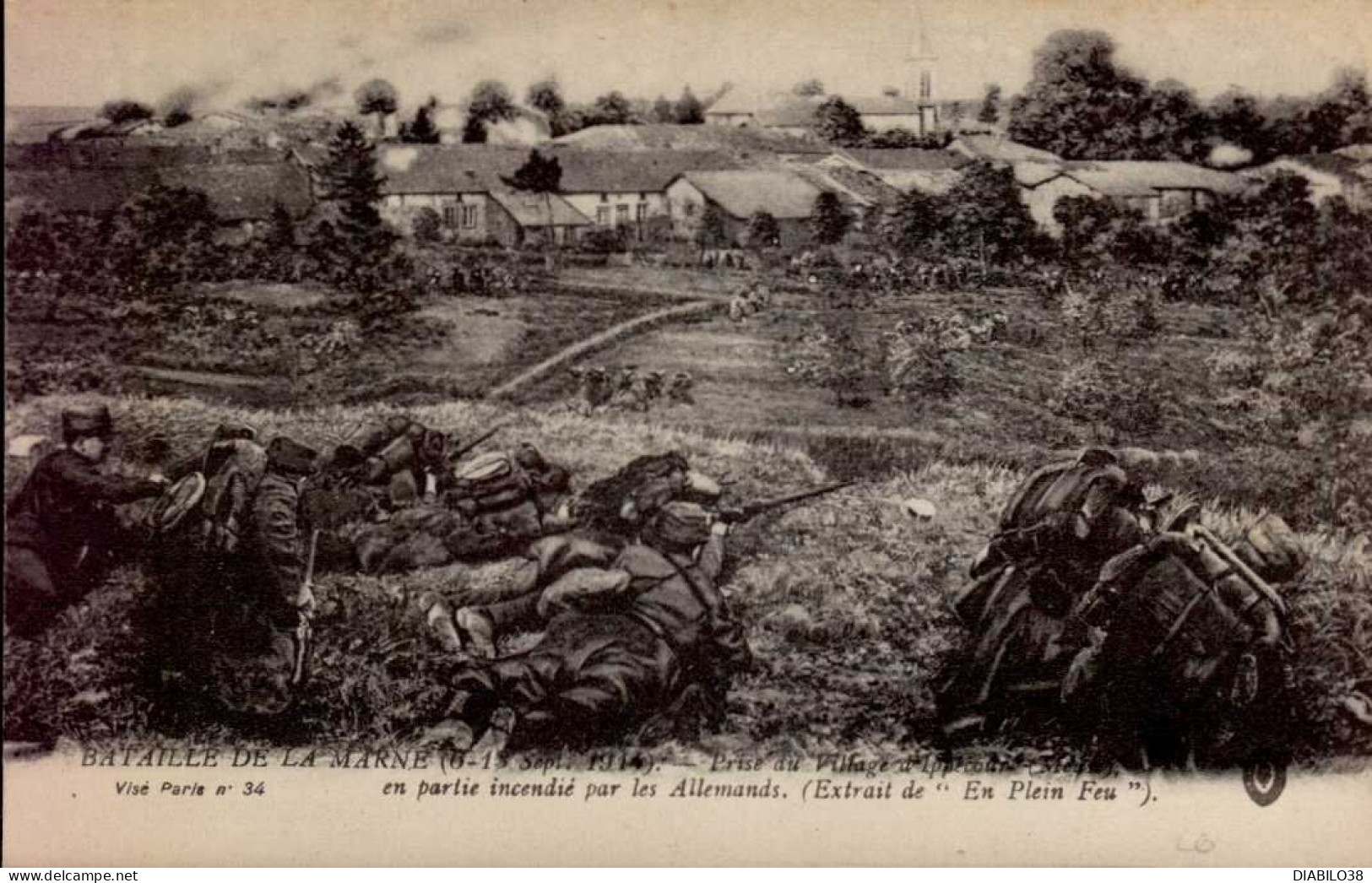 BATAILLE DE LA MARNE LOT DE 3 CARTES ( 6-15 SEPTEMBRE 1914 ) PRISE DU VILLAGE D ' IPPECOURT. L ' EPINE APRES LE BOMBARDE - Weltkrieg 1914-18