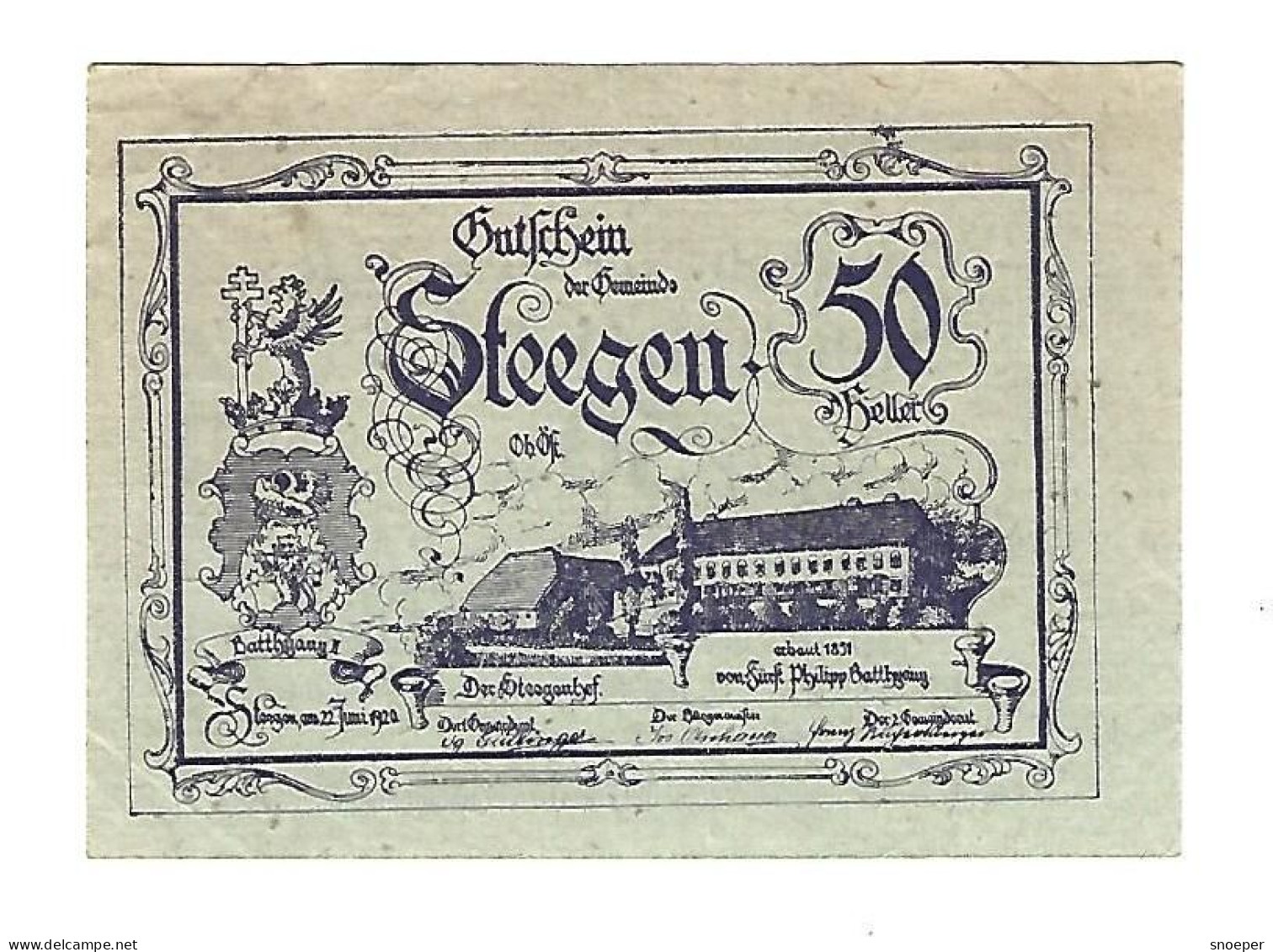 **notgeld   Austria  Steegen 50 Heller  1012.2a - Oostenrijk