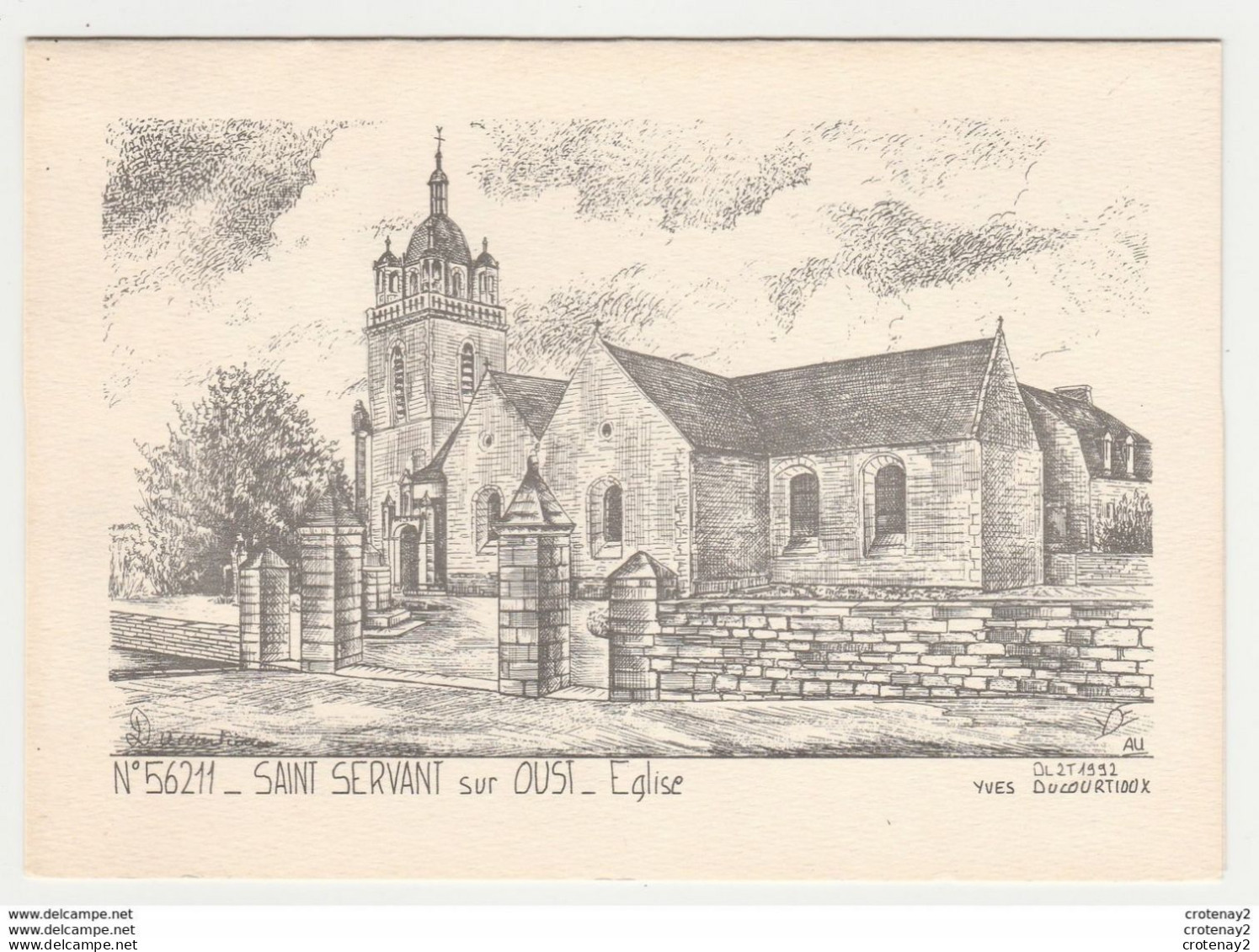 56 SAINT SERVANT Sur OUST Vers Josselin N°56211 L'Eglise Carte 2 Volets Yves Ducourtioux Illustrateur - Josselin