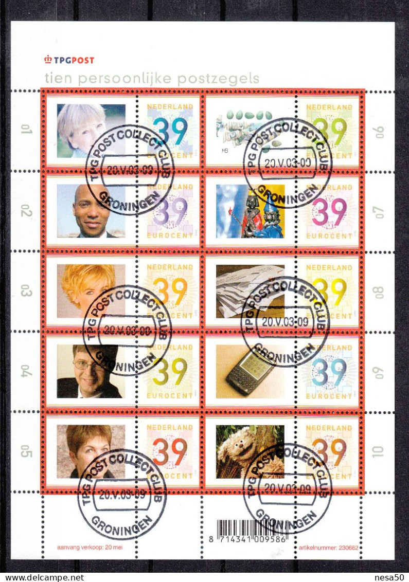 Nederland 2002 Nvph Nr V 2182 - 2191,  Mi Nr 2122 - 2131, Persoonlijke Zegels, Bijzonders, Sheet - Used Stamps