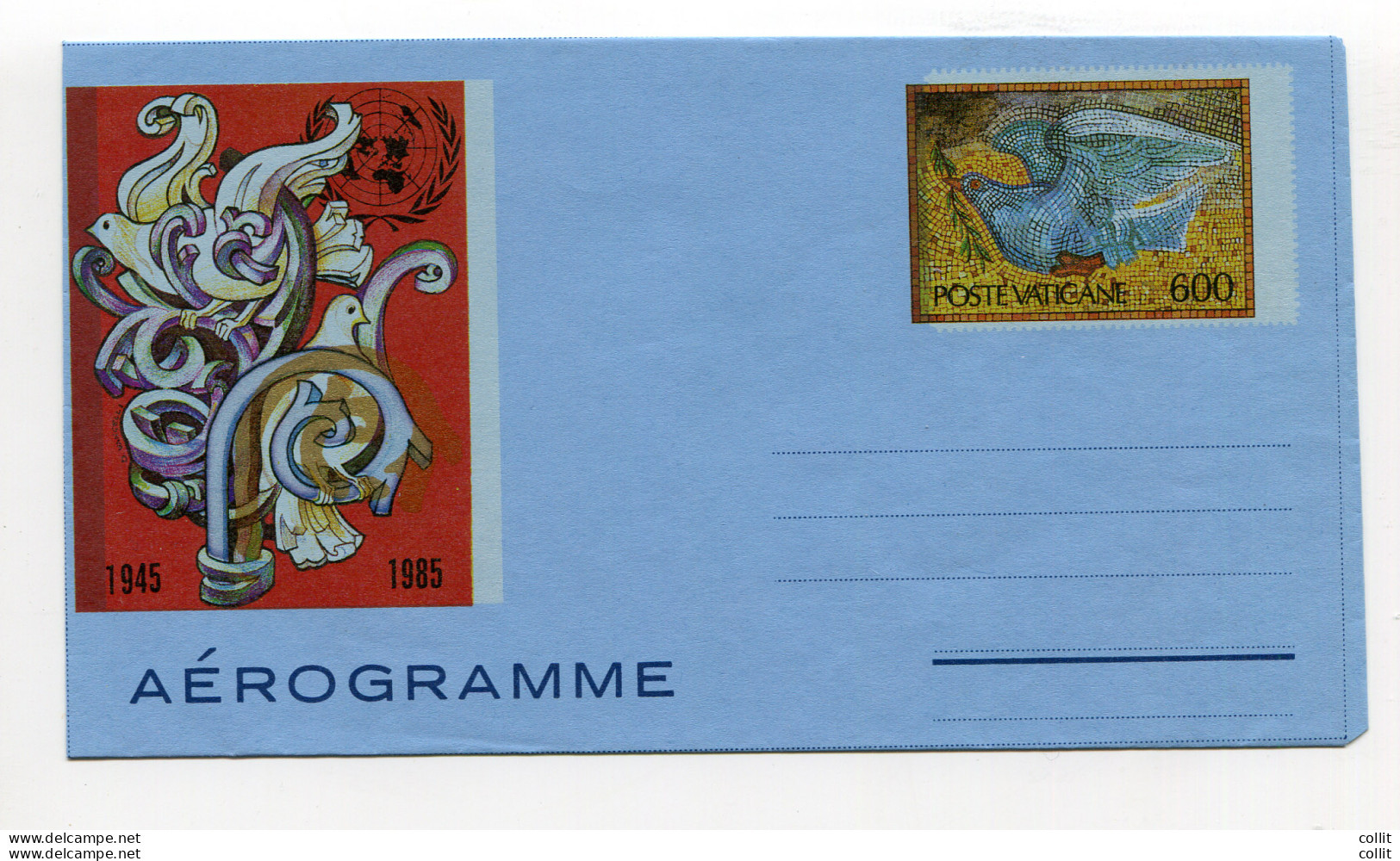 Vaticano - Aerogramma Lire 600 "O.N.U." N. A 23 Varietà 3 - Unused Stamps