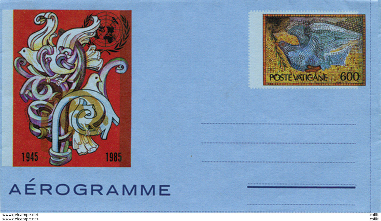 Vaticano - Aerogramma Lire 600 "O.N.U." N. A 23 Varietà 2 - Unused Stamps