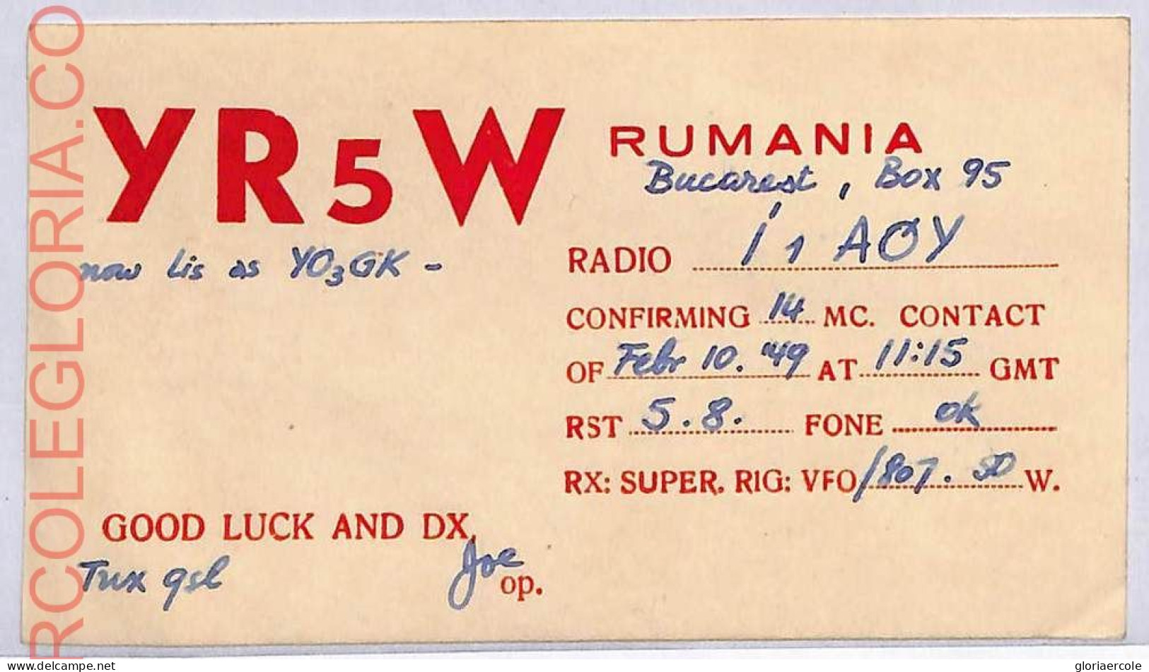 Ad9236 - ROMANIA - RADIO FREQUENCY CARD  -  1949 - Radio