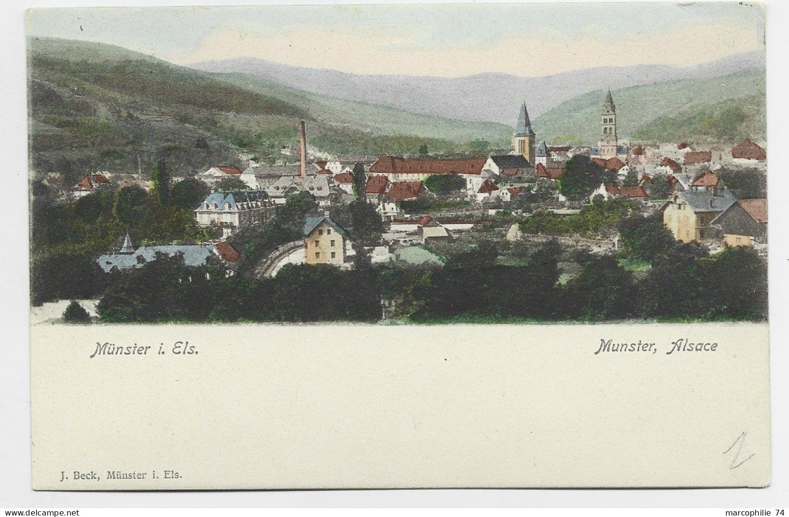 GERMANY GERMANIA 5C CARTE MUNSTER ALSACE AMBULANT COLMAR (ELS) MUNSTER BAHNPOST 18.9.1901 - Bahnpost