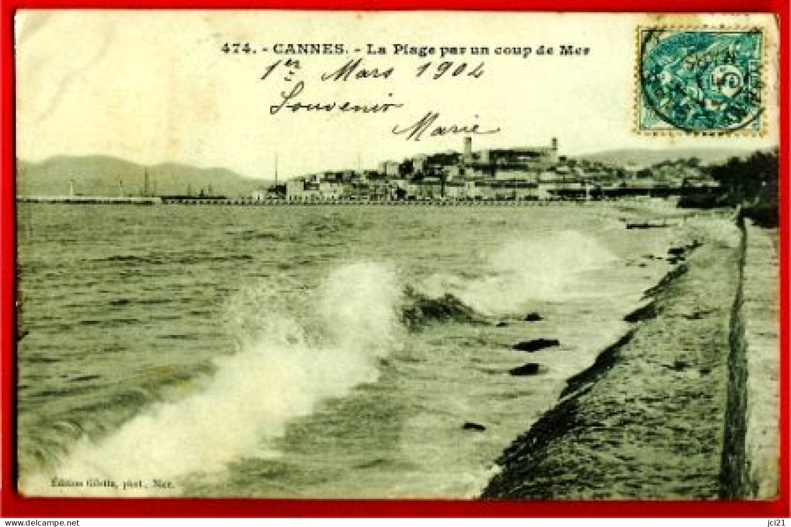 06 - CANNES -- LA PLAGE PAR UN COUP DE MER - CPA (313)_CP163 - Cannes