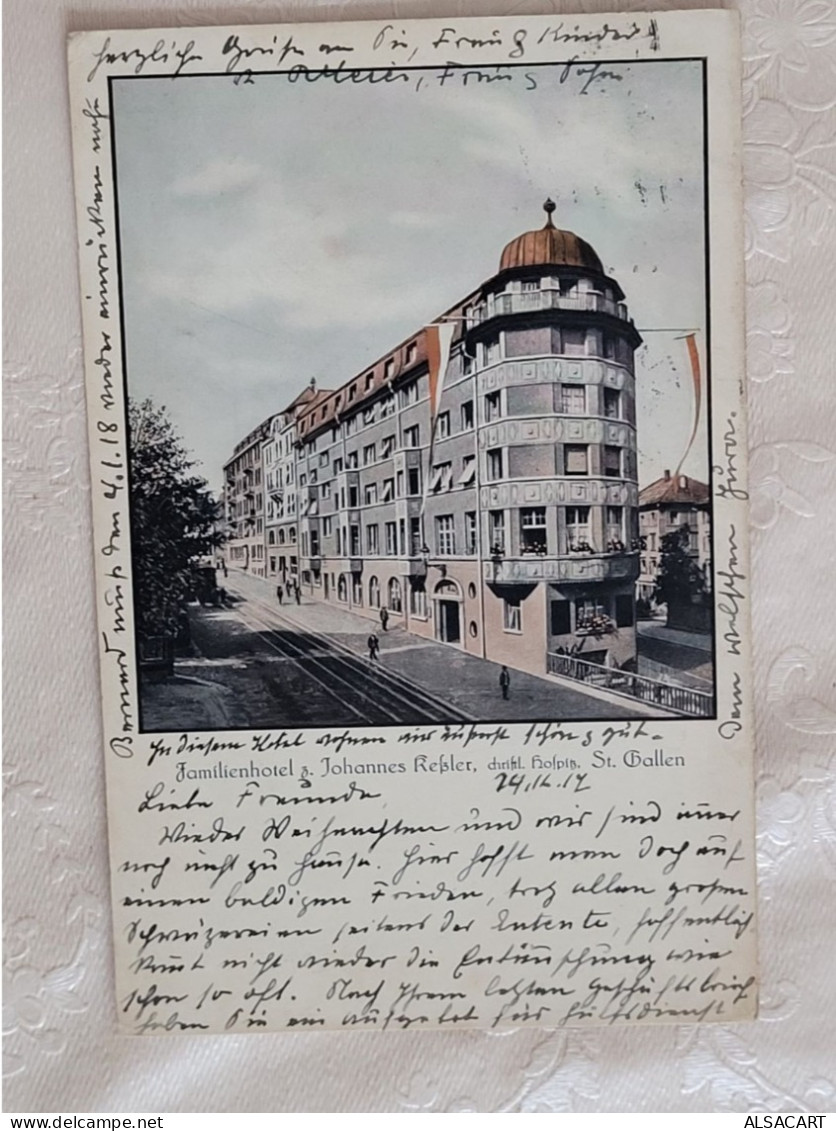 St Gallen , Familien Hôtel Johannes  , Cachet  PK Strasbourg - Saint-Gall